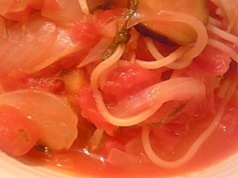 ツナと水菜のトマトパスタ